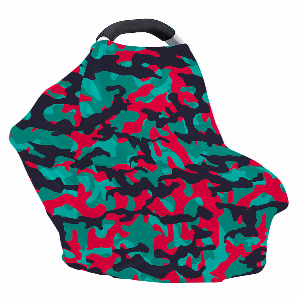 Pink Teal And Black Camouflage Print Baby Seat Cover