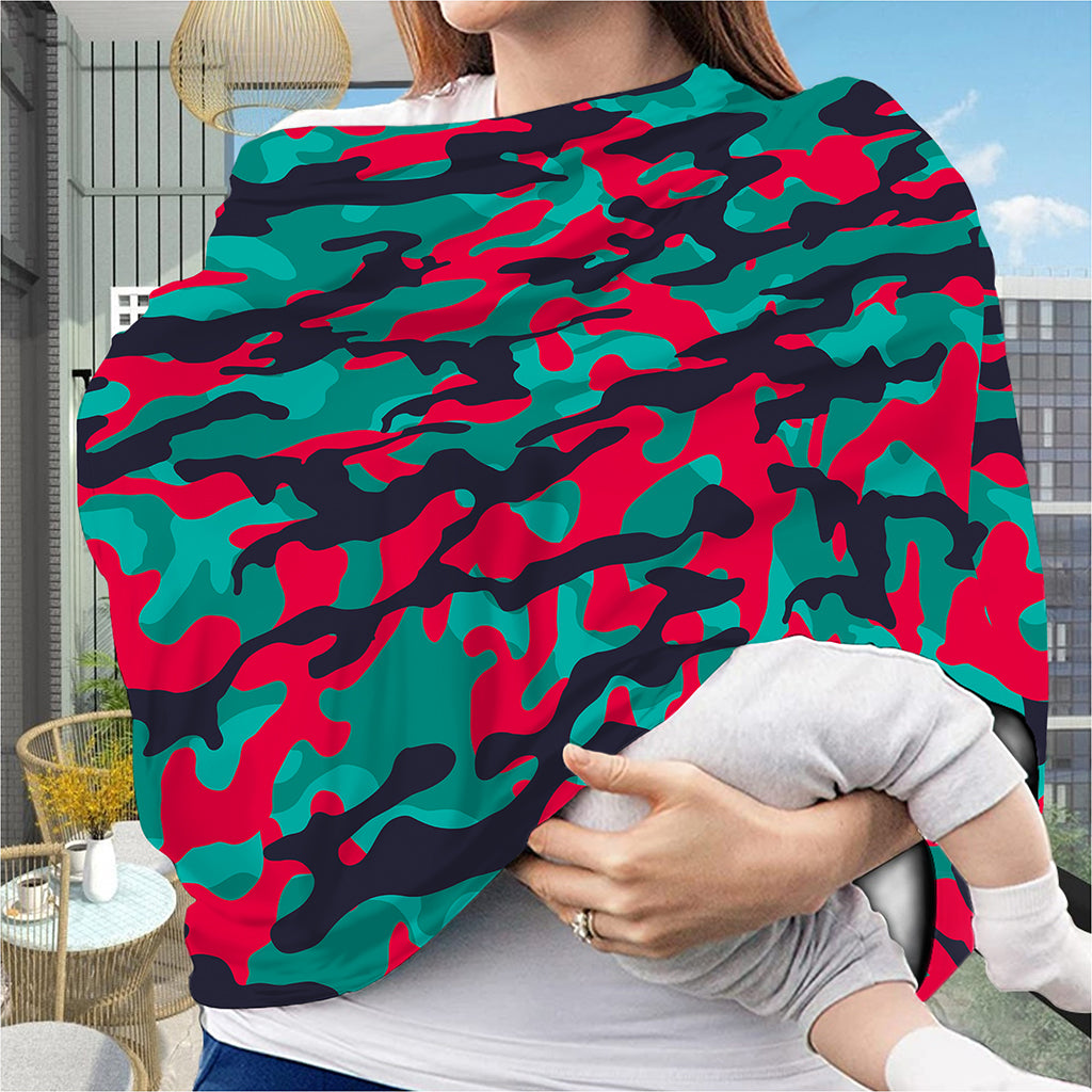 Pink Teal And Black Camouflage Print Baby Seat Cover