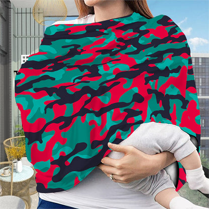 Pink Teal And Black Camouflage Print Baby Seat Cover