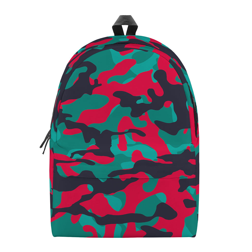 Pink Teal And Black Camouflage Print Backpack