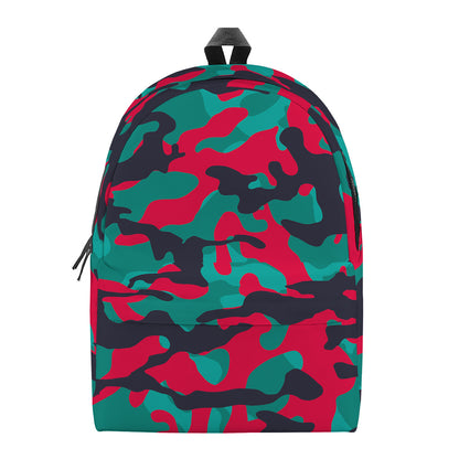 Pink Teal And Black Camouflage Print Backpack