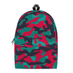 Pink Teal And Black Camouflage Print Backpack