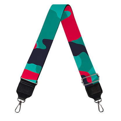 Pink Teal And Black Camouflage Print Bag Strap