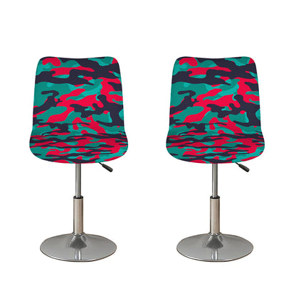 Pink Teal And Black Camouflage Print Bar Stool Covers