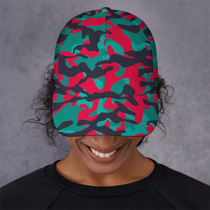 Pink Teal And Black Camouflage Print Baseball Cap