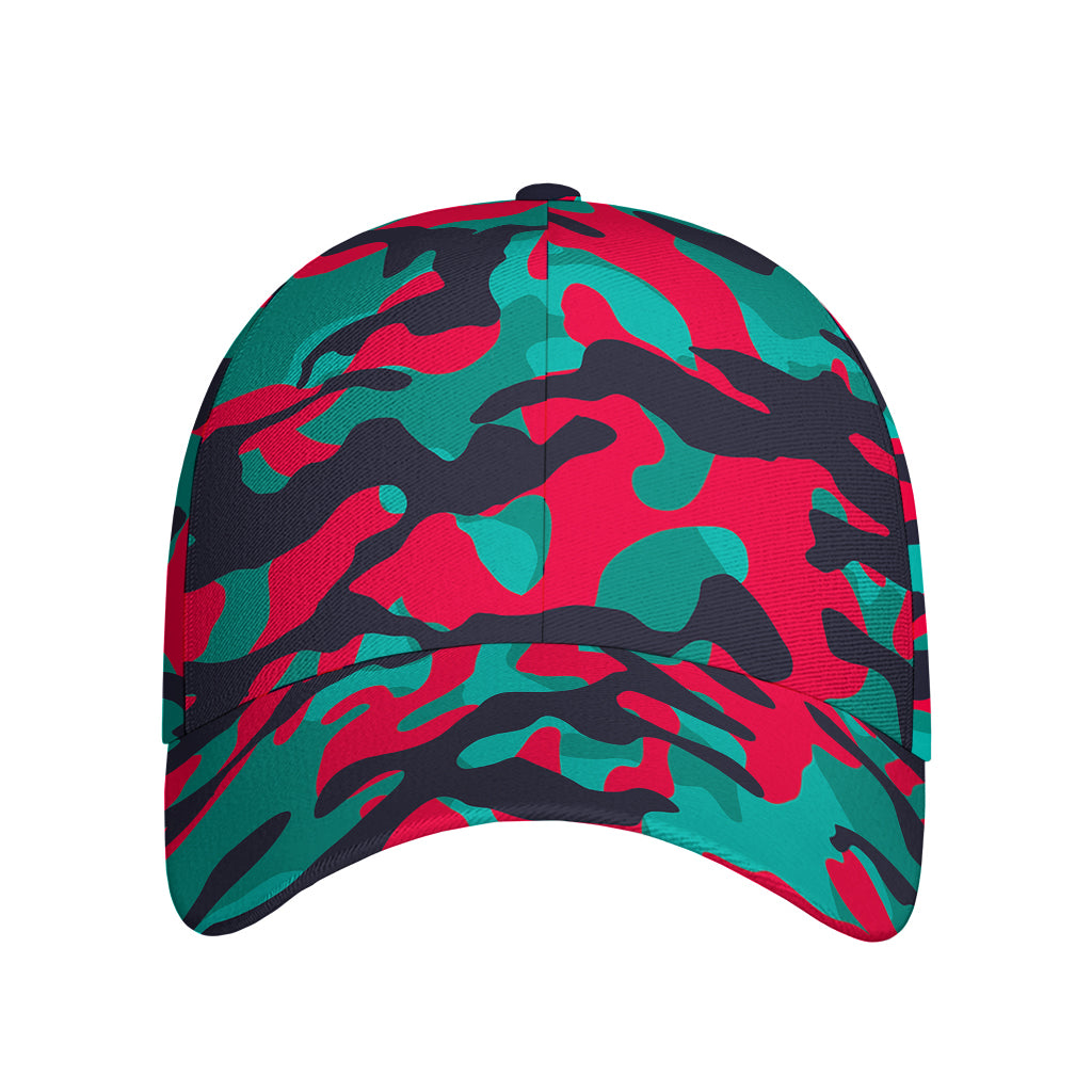 Pink Teal And Black Camouflage Print Baseball Cap
