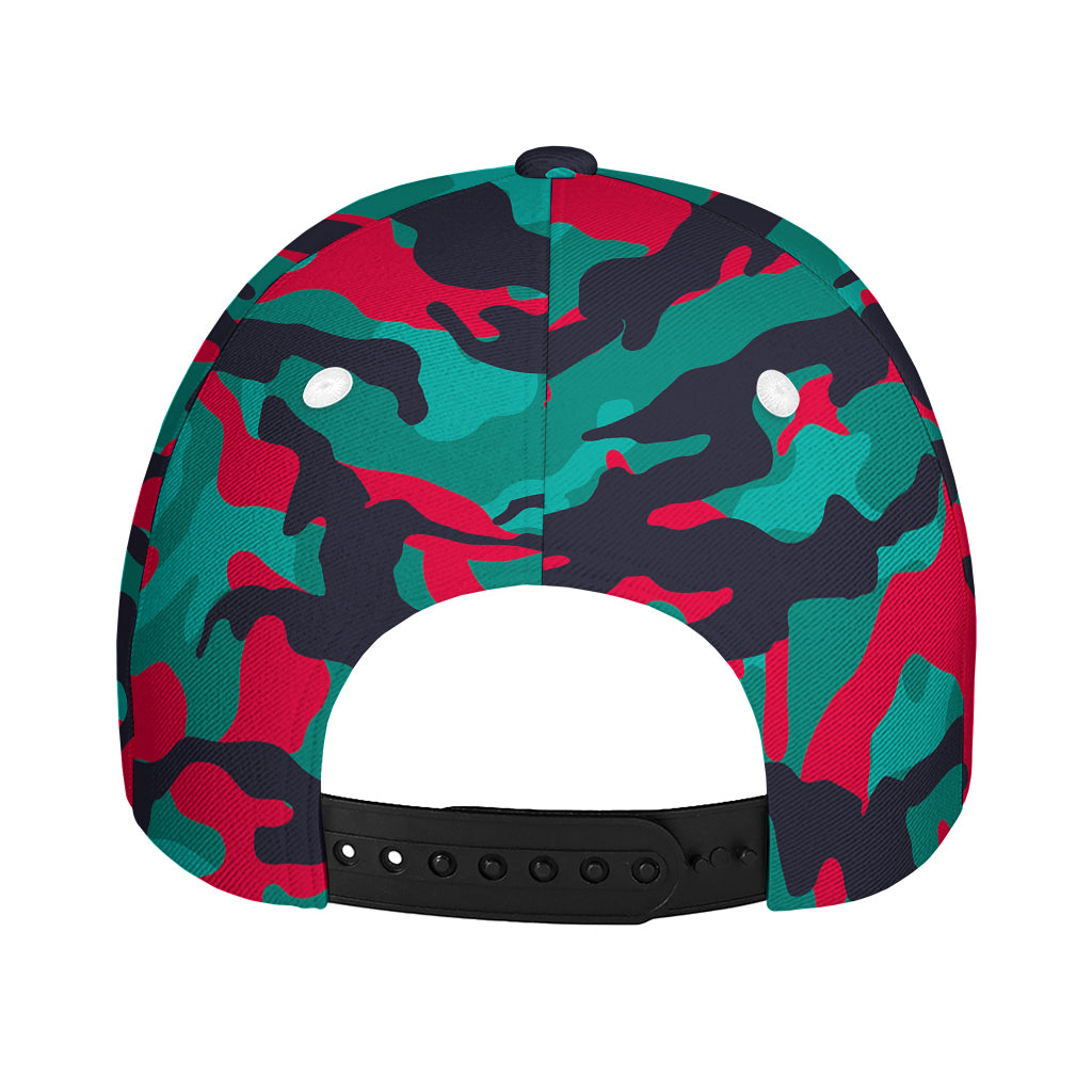 Pink Teal And Black Camouflage Print Baseball Cap