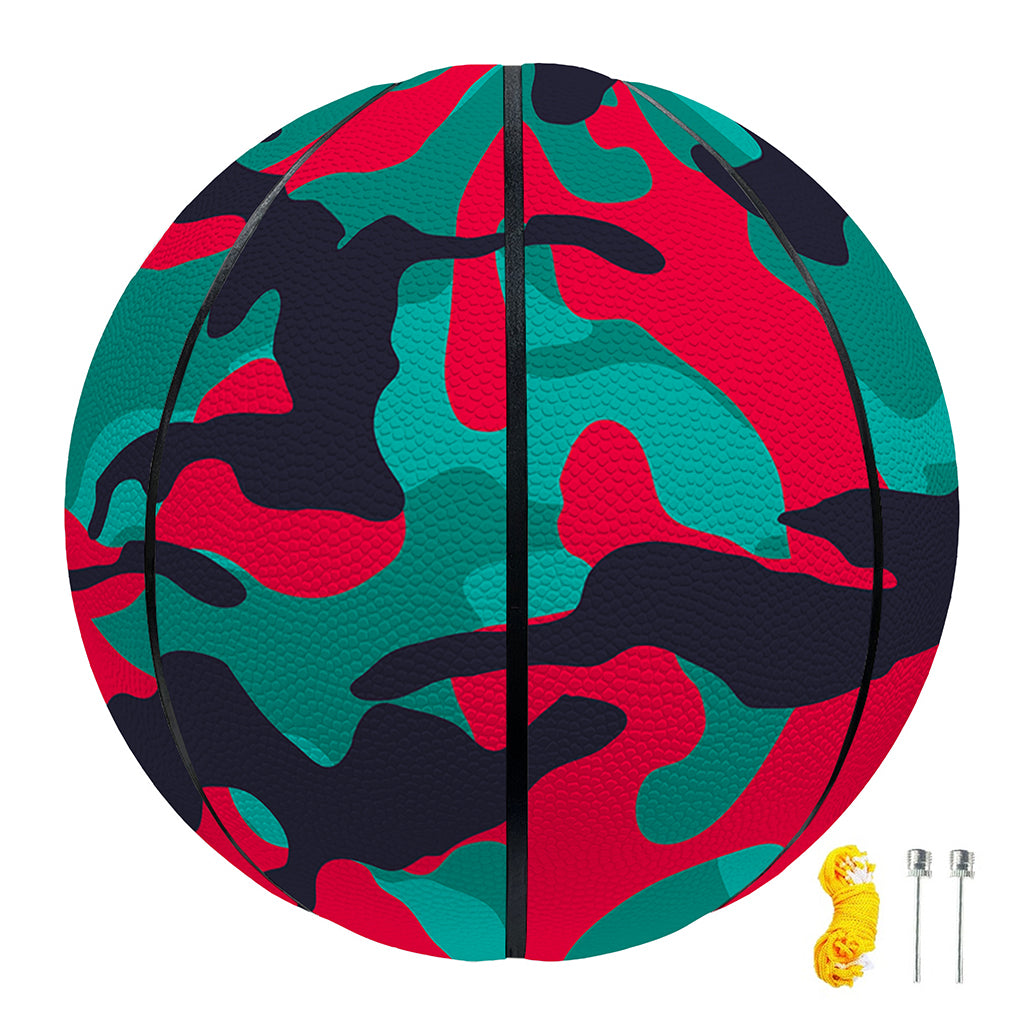 Pink Teal And Black Camouflage Print Basketball