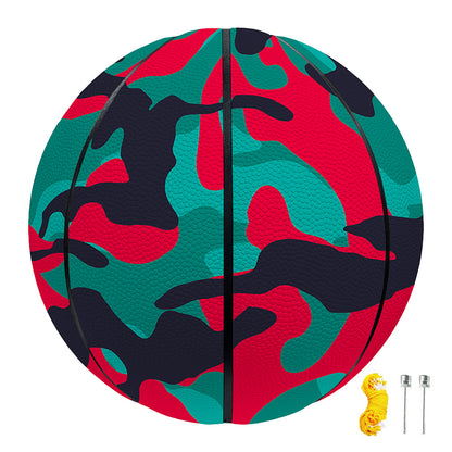 Pink Teal And Black Camouflage Print Basketball
