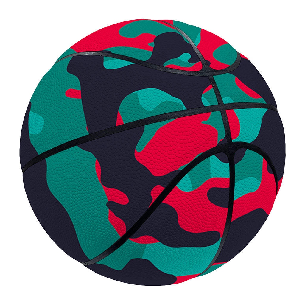 Pink Teal And Black Camouflage Print Basketball