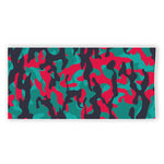 Pink Teal And Black Camouflage Print Beach Towel