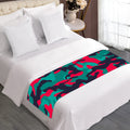 Pink Teal And Black Camouflage Print Bed Runner