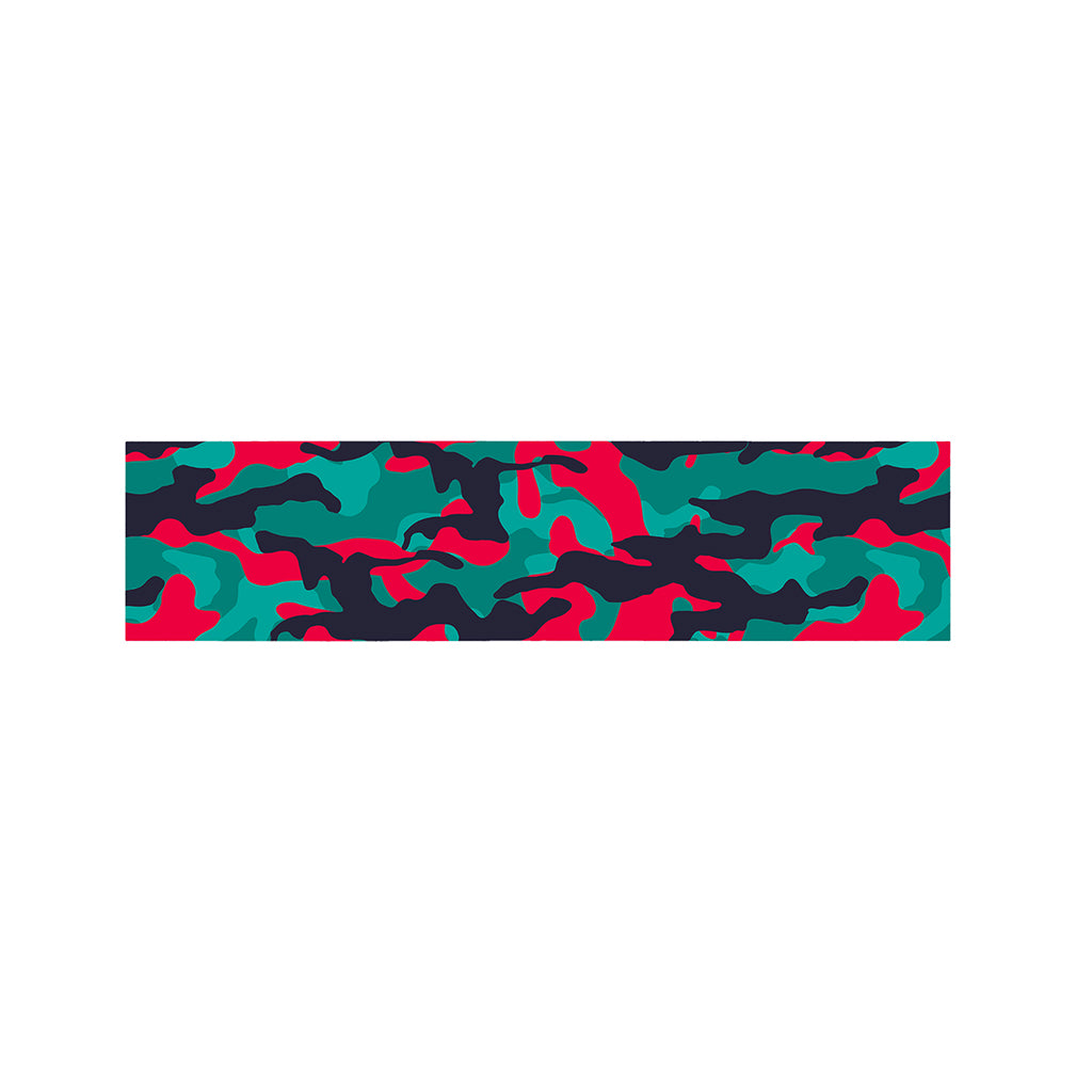 Pink Teal And Black Camouflage Print Bed Runner