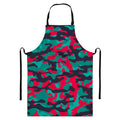 Pink Teal And Black Camouflage Print Bib Apron With Pocket