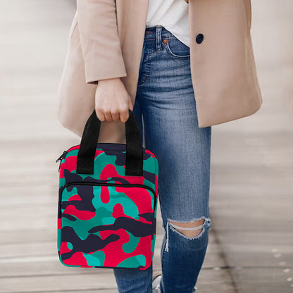 Pink Teal And Black Camouflage Print Bible Tote Bag