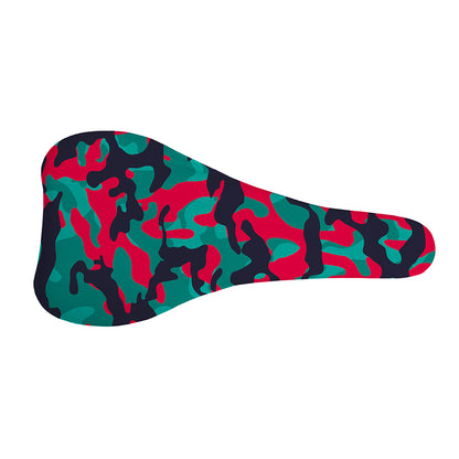 Pink Teal And Black Camouflage Print Bicycle Seat Cover