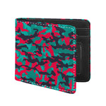 Pink Teal And Black Camouflage Print Bifold Wallet