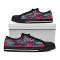Pink Teal And Black Camouflage Print Black Low Top Sneakers