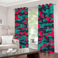 Pink Teal And Black Camouflage Print Dimout Grommet Curtains