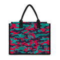 Pink Teal And Black Camouflage Print Canvas Tote Bag