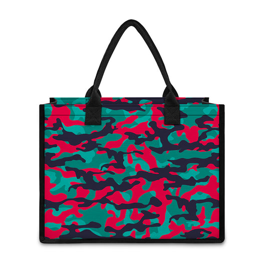 Pink Teal And Black Camouflage Print Canvas Tote Bag