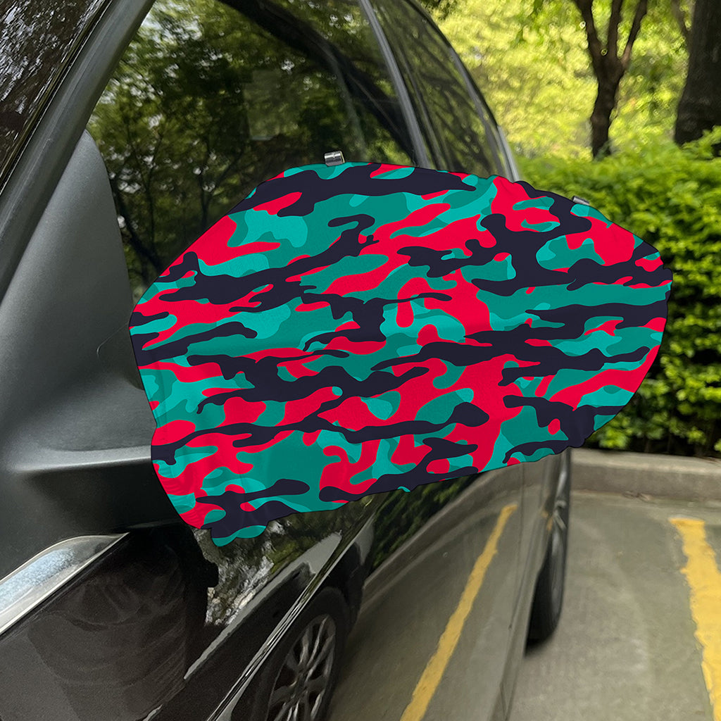 Pink Teal And Black Camouflage Print Car Side Mirror Covers