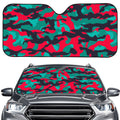 Pink Teal And Black Camouflage Print Car Windshield Sun Shade