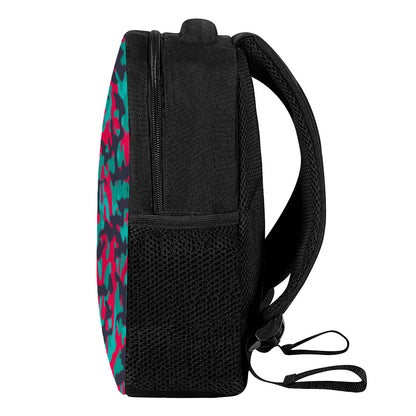 Pink Teal And Black Camouflage Print Casual Backpack