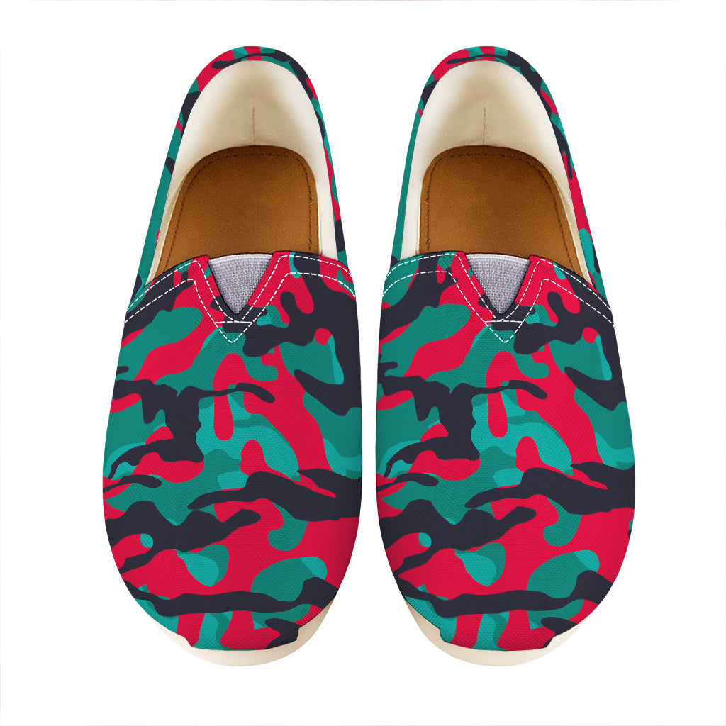 Pink Teal And Black Camouflage Print Casual Shoes