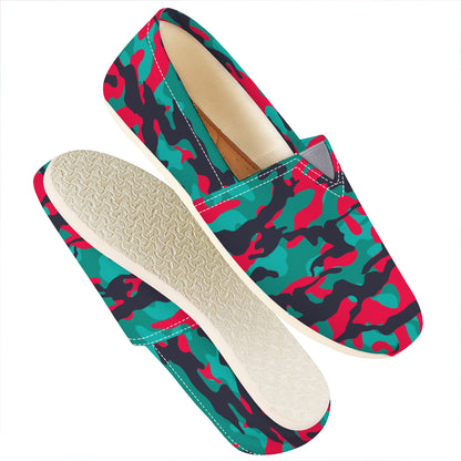 Pink Teal And Black Camouflage Print Casual Shoes