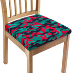 Pink Teal And Black Camouflage Print Chair Cushion Cover