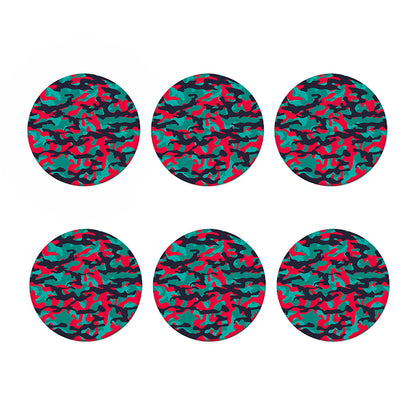 Pink Teal And Black Camouflage Print Coaster Set