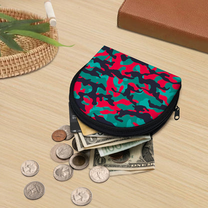 Pink Teal And Black Camouflage Print Coin Purse
