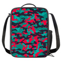 Pink Teal And Black Camouflage Print Crossbody Lunch Bag