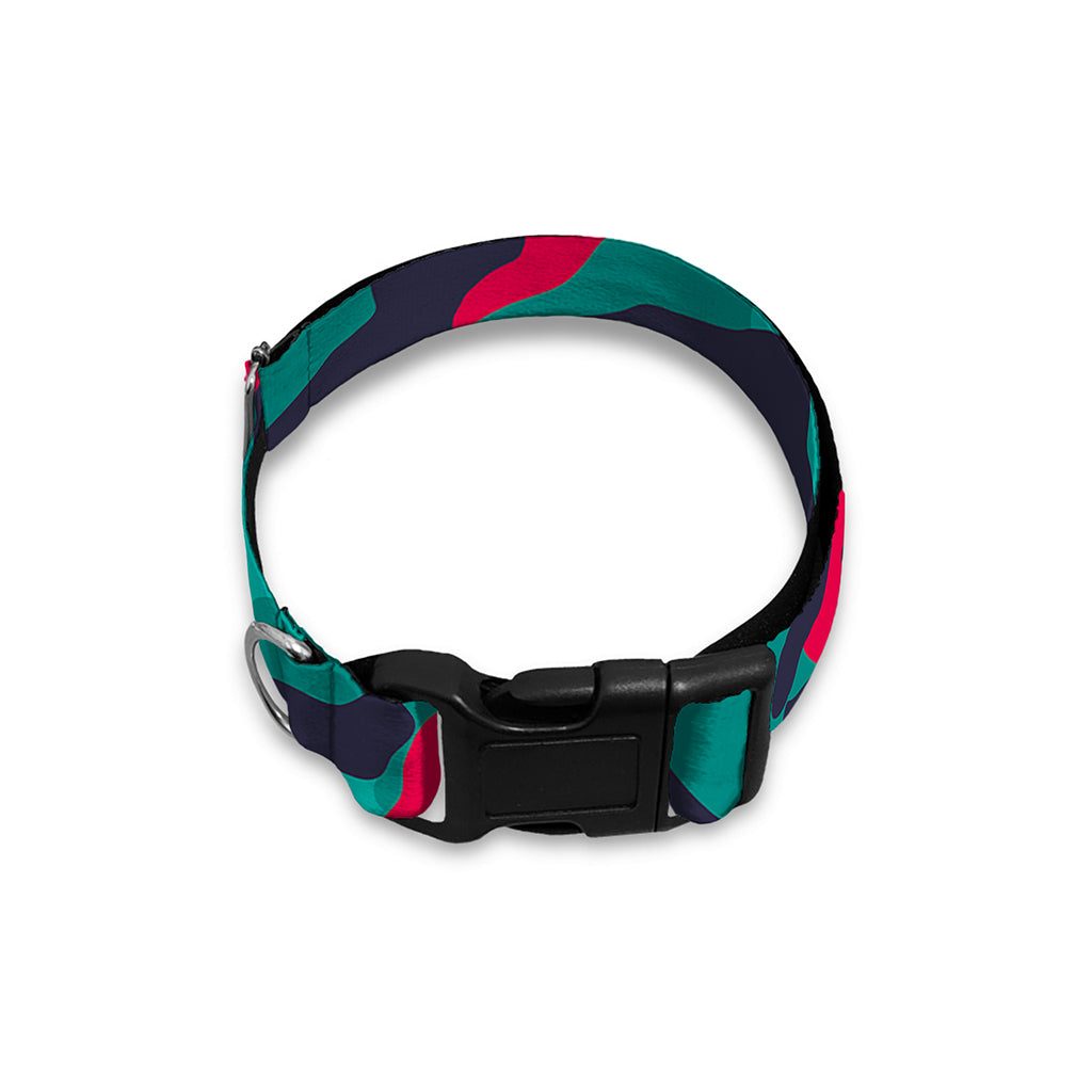 Pink Teal And Black Camouflage Print Dog Collar