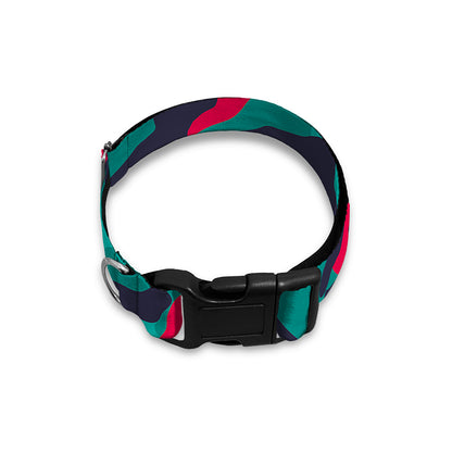 Pink Teal And Black Camouflage Print Dog Collar