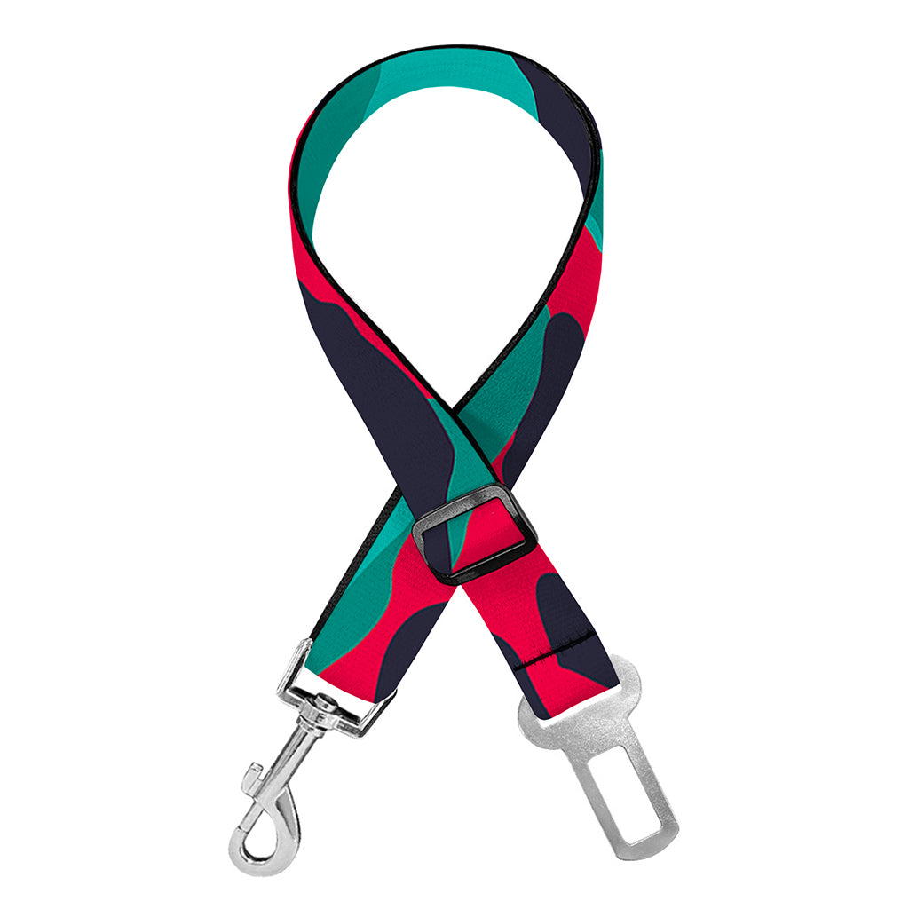 Pink Teal And Black Camouflage Print Dog Seat Belt
