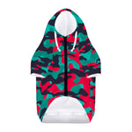 Pink Teal And Black Camouflage Print Dog Zip Up Hoodie
