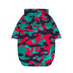 Pink Teal And Black Camouflage Print Dog Zip Up Hoodie