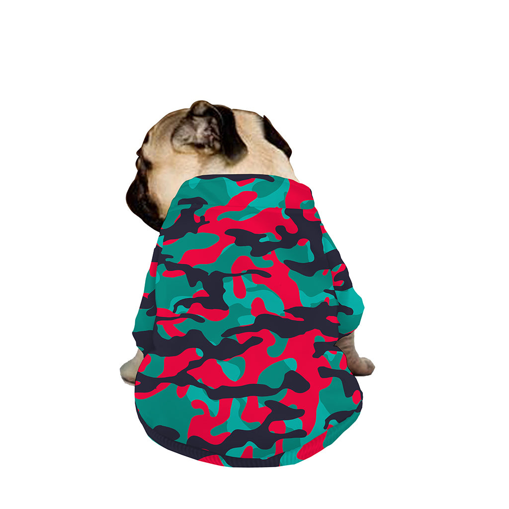 Pink Teal And Black Camouflage Print Dog Zip Up Jacket