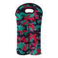 Pink Teal And Black Camouflage Print Double Neoprene Wine Tote