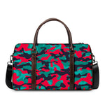 Pink Teal And Black Camouflage Print Duffle Bag