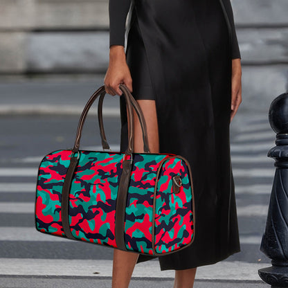 Pink Teal And Black Camouflage Print Duffle Bag