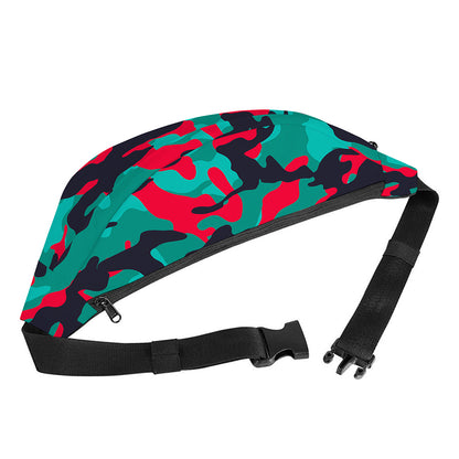 Pink Teal And Black Camouflage Print Fanny Pack