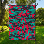 Pink Teal And Black Camouflage Print Garden Flag