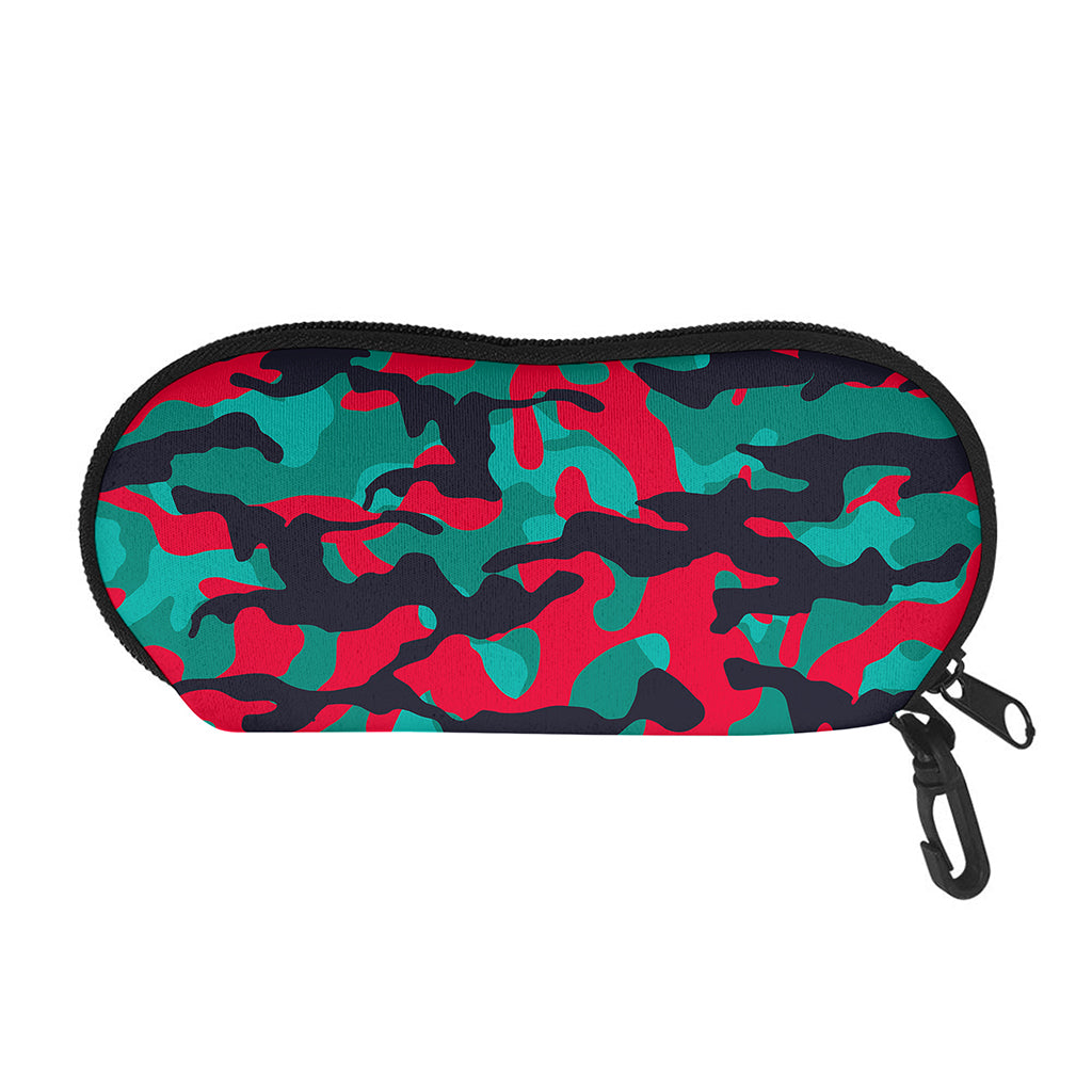 Pink Teal And Black Camouflage Print Glasses Case