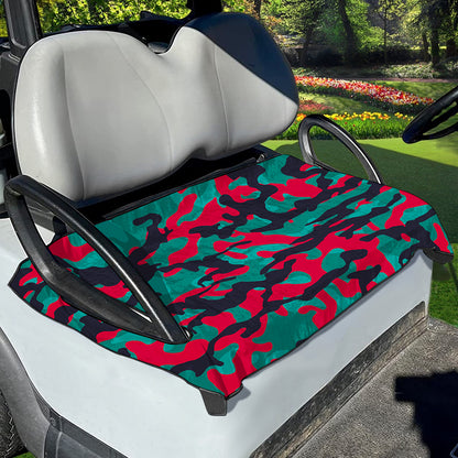 Pink Teal And Black Camouflage Print Golf Cart Seat Cover
