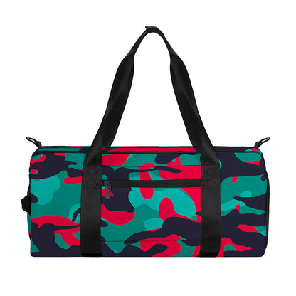 Pink Teal And Black Camouflage Print Gym Bag