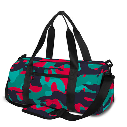 Pink Teal And Black Camouflage Print Gym Bag