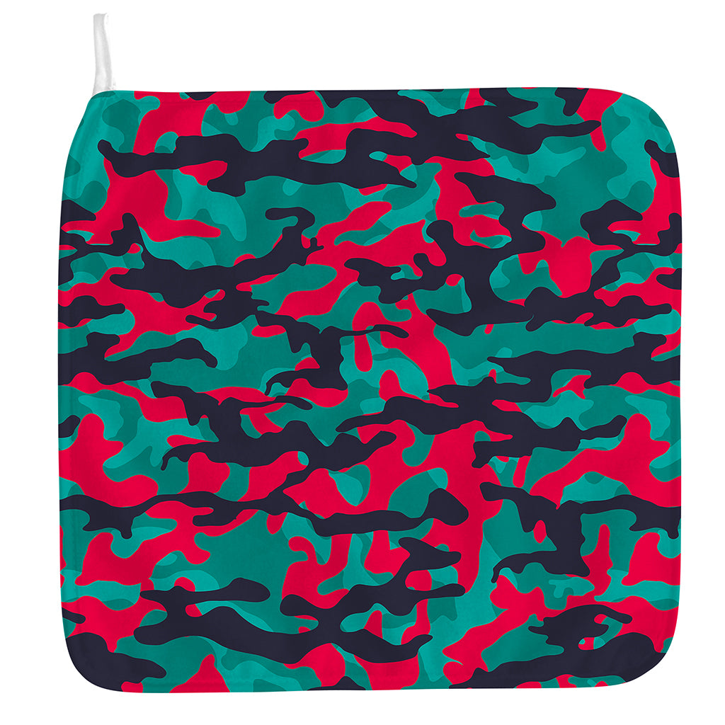 Pink Teal And Black Camouflage Print Hand Towel